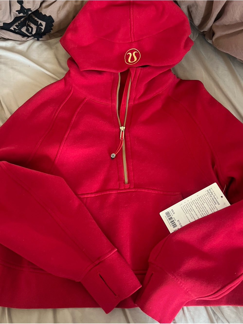 lululemon athletica Red Teddy Jacket with Gold Zipper